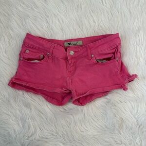Girls Wet Seal Vibrant Pink Jean Shorts Size Small
